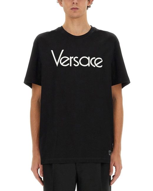 Versace Black T-shirt With 1978 Re-edition Logo for men
