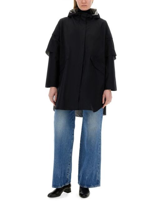 Herno Black Hooded Cape