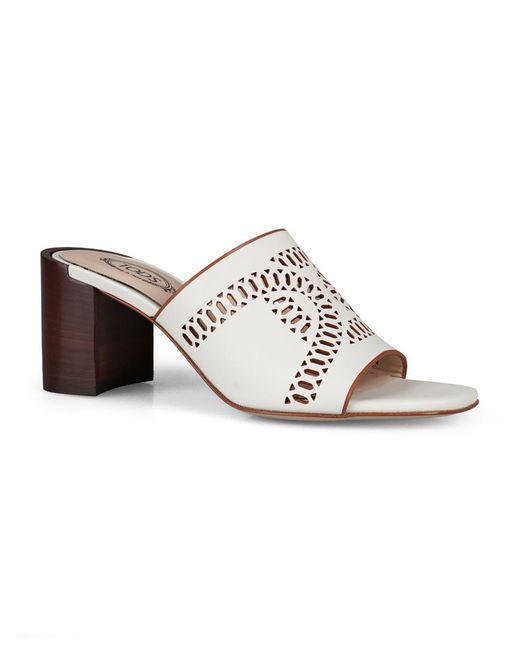 Tod's White Kate 75mm Leather Mules