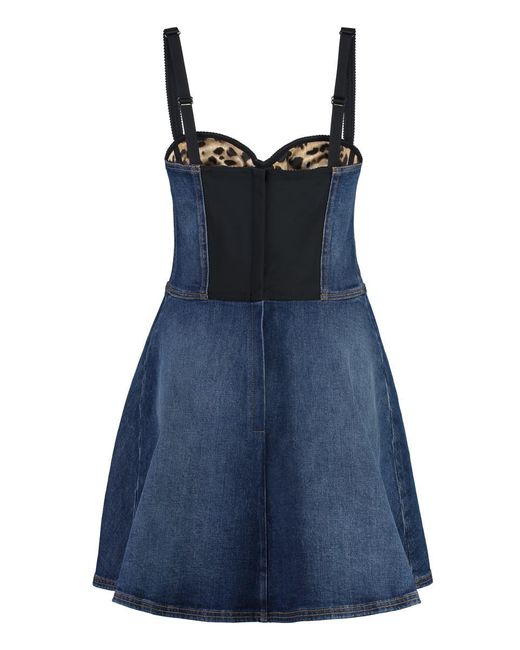 Dolce Gabbana Sweetheart Neckline Corset Denim Dress in Blue Lyst Canada