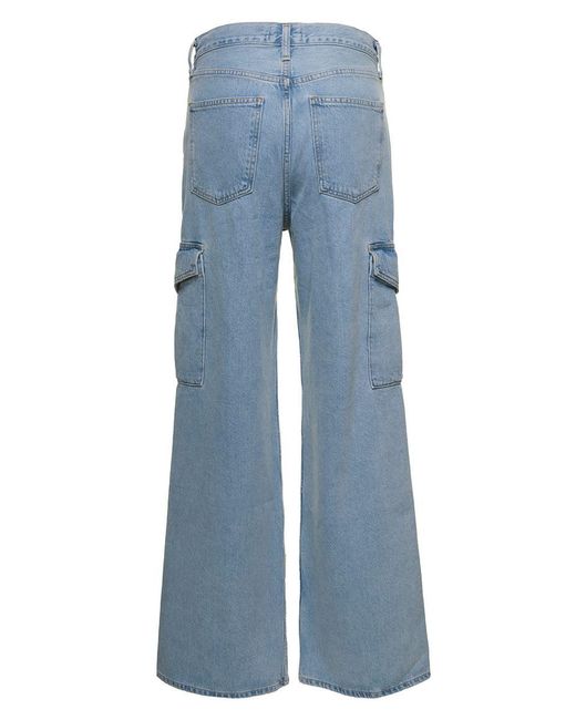 Agolde Blue 'Mika' Light Cargo Jeans With Wide Leg
