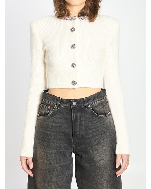 Self-Portrait White Self Portrait Embellished Trim Cardigan