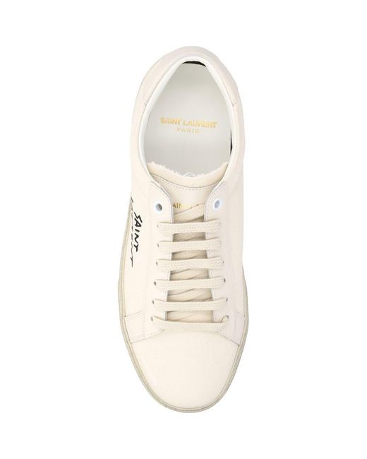 Saint Laurent Natural Court Classic Embroidered Sneakers