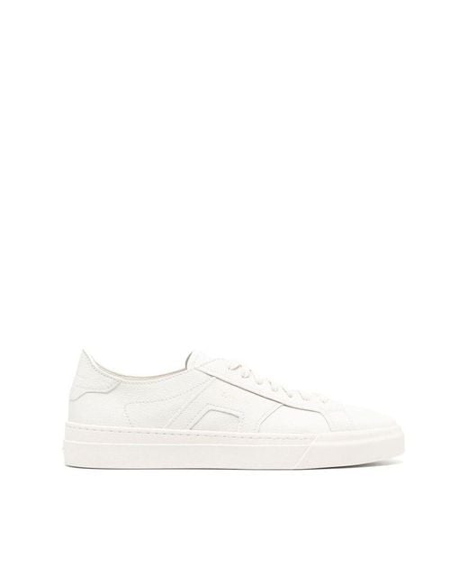 Santoni White 'Double Buckle' Sneakers for men