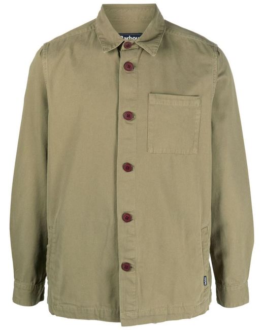 Barbour Green Shirt With Chest Pocket And Buttons for men