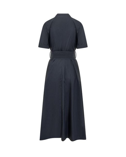 Woolrich Blue Long Dress With Belt