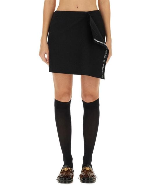 Moschino Black Wool Wrap Skirt