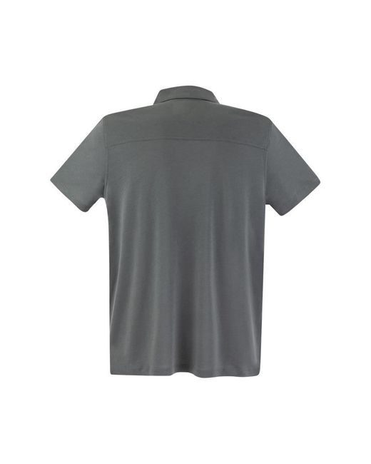 Majestic Filatures Gray Short-sleeved Polo Shirt In Lyocell for men