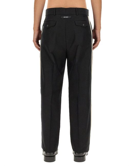 Palm Angels Black Pants With Logo Band for men