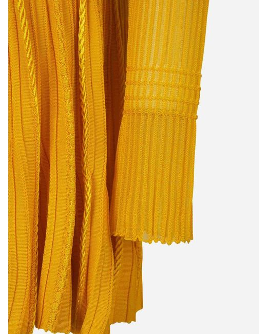 Givenchy Yellow Pleated Knit Dress