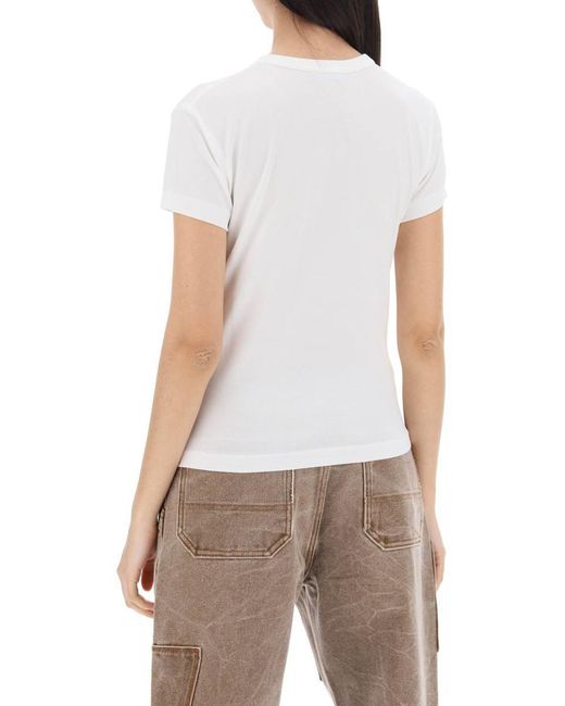 Acne White Crew-Neck T-Shirt With Logo Patch