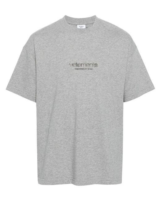 Vetements Gray Logo Cotton T-shirt