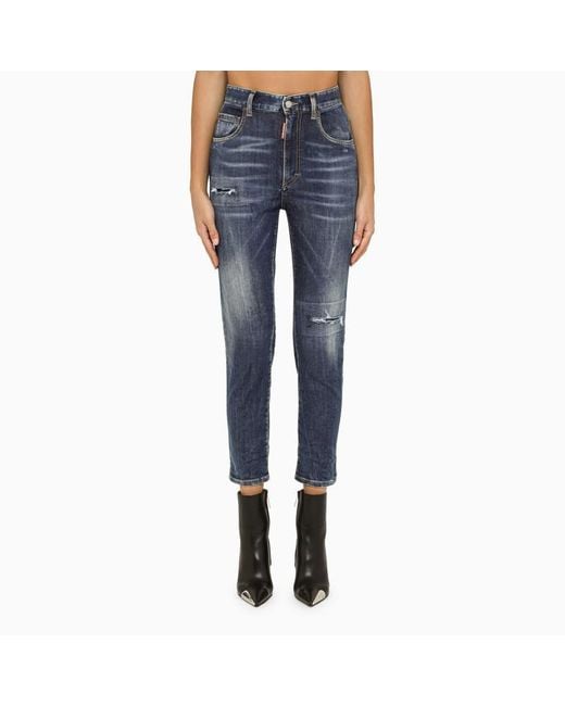 DSquared² Blue Skinny Jeans With Wear