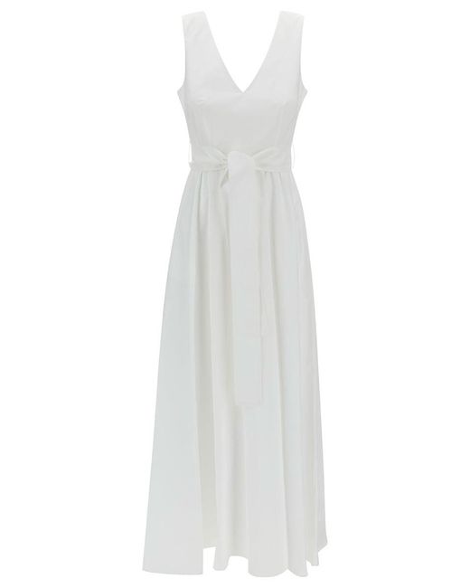 P.A.R.O.S.H. White Long Dress With Knot Detail