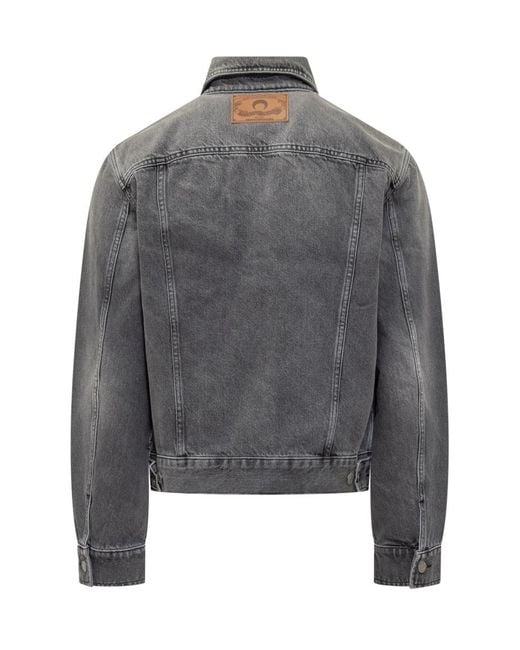 MARINE SERRE Gray Marine Grey Denim Jacket Greenhouses With Lunar Patterning for men