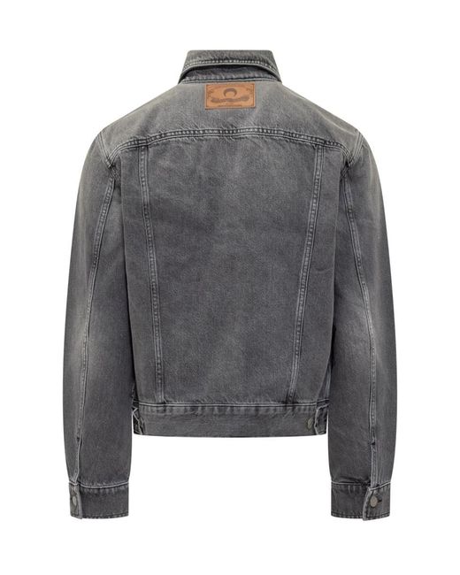 MARINE SERRE Gray Marine Grey Denim Jacket Greenhouses With Lunar Patterning for men