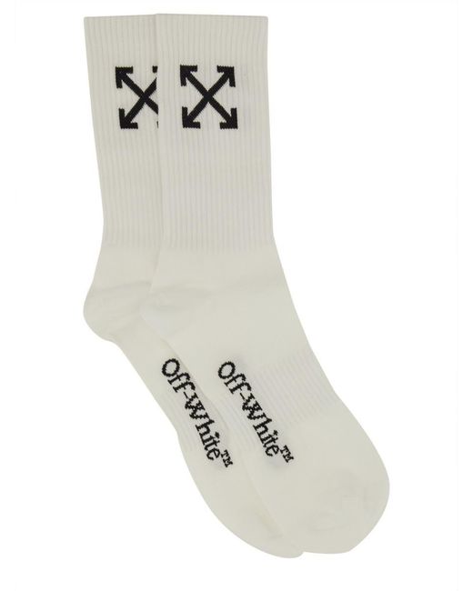 Off-White c/o Virgil Abloh White Medium Socks With "Arrow" Pattern for men
