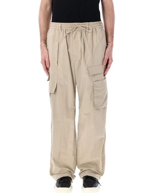 Y-3 Natural Crinkle Nylon Cargo Pants for men