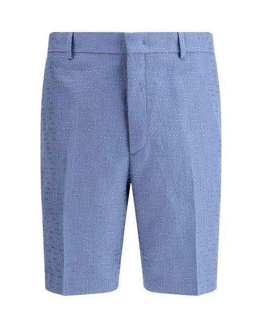 Fendi Blue Linen Shorts for men