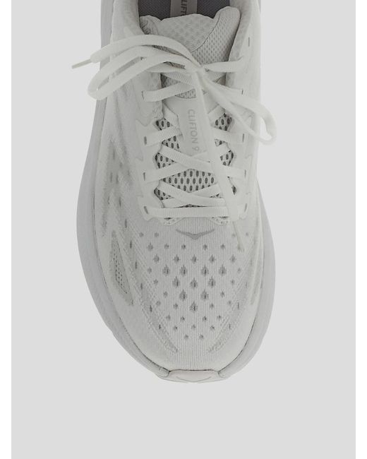 Hoka One One White Clifton 9 Sneakers