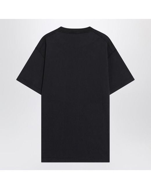 Stone Island Black Cotton T-Shirt With Logo Patch for men