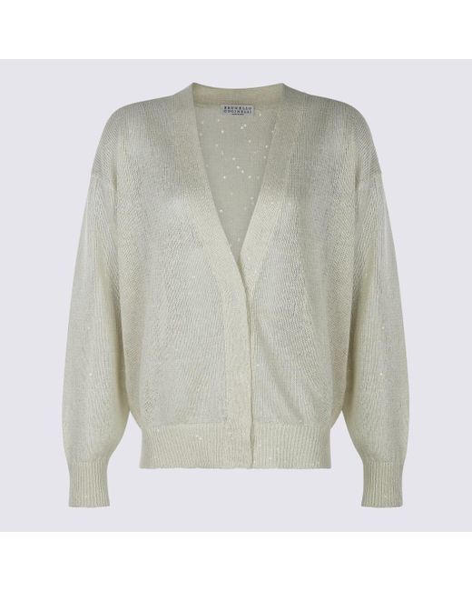 Brunello Cucinelli Gray Linen And Silk Knitwear