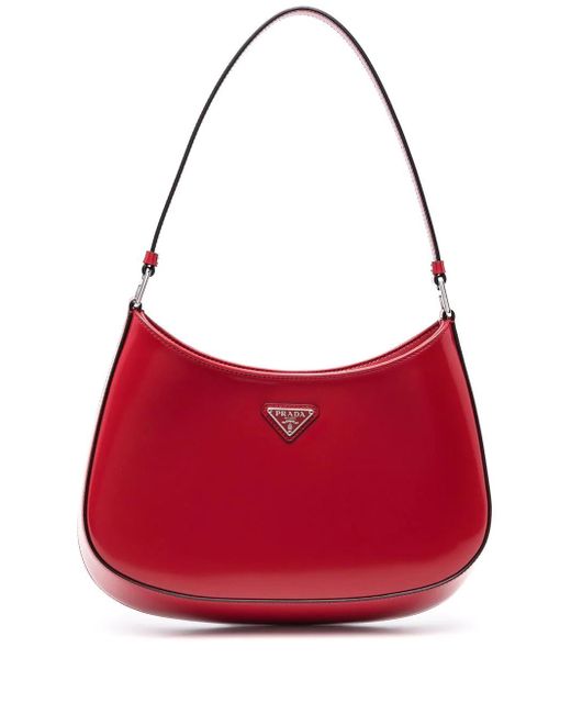 Prada Red Cleo Brushed-leather Hobo Bag