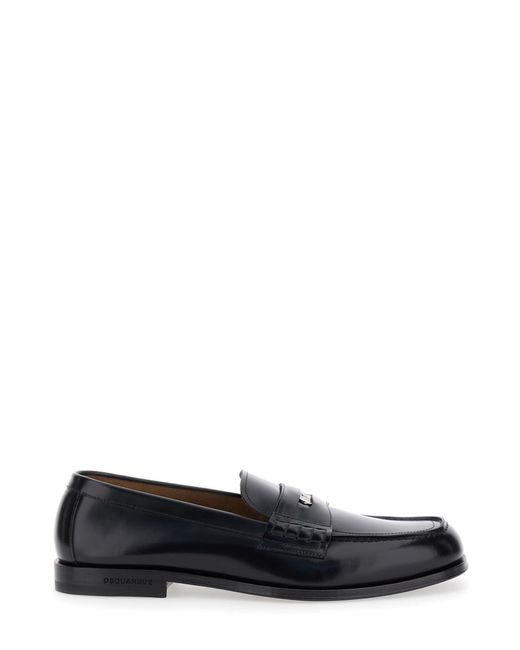 DSquared² Black Loafers With Logo Plaque On The Front And Logo Lettering On The Heel for men