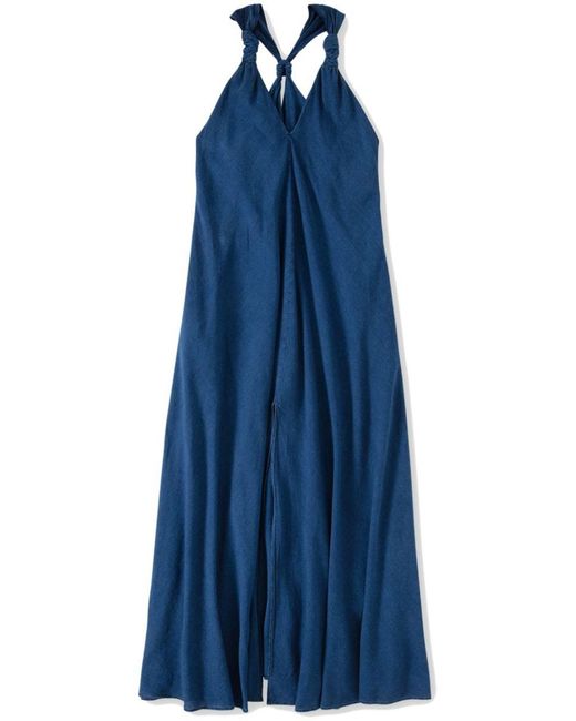 Closed Blue Linen And Cotton Blend Long Dress