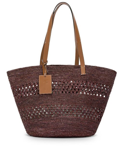 Manebí Brown Quilted Raffia Shopping Bag With Logo