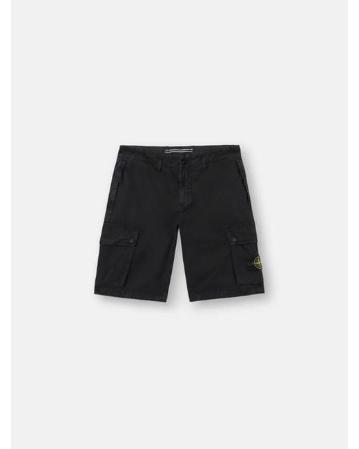Stone Island Black Cargo Bermuda Shorts for men