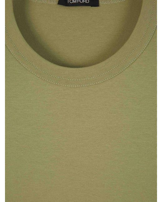 Tom Ford Green Plain Cotton T-shirt for men