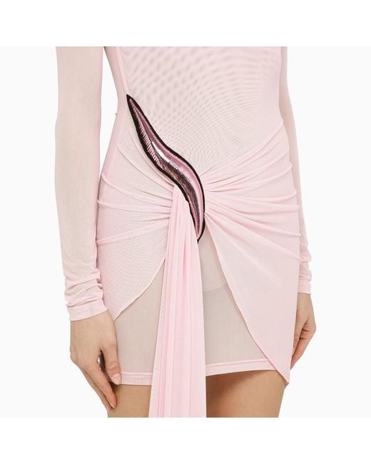 David Koma Pink Viscose Mini Dress With Draping