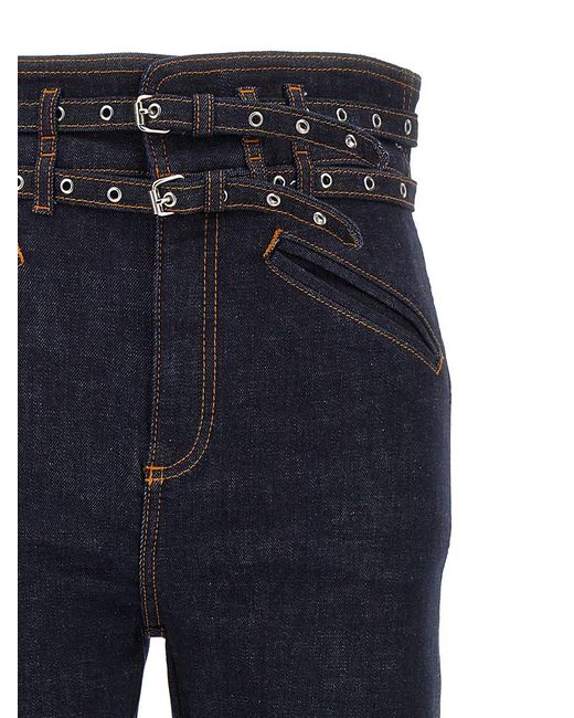Philosophy Di Lorenzo Serafini Blue Double Belt Detail Jeans