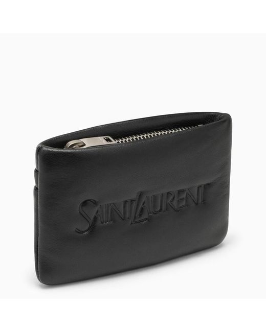 Saint Laurent Black Padded Coin Purse With Logo for men