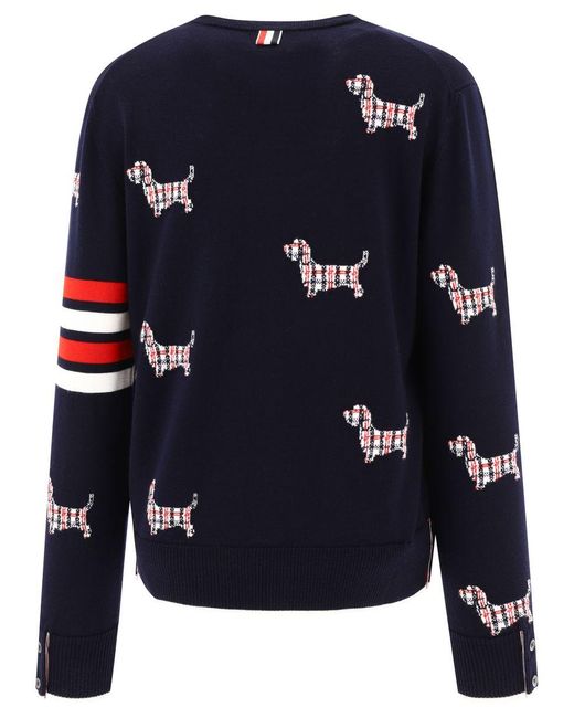 Thom Browne Blue "Hector 4-Stripe" Sweater for men