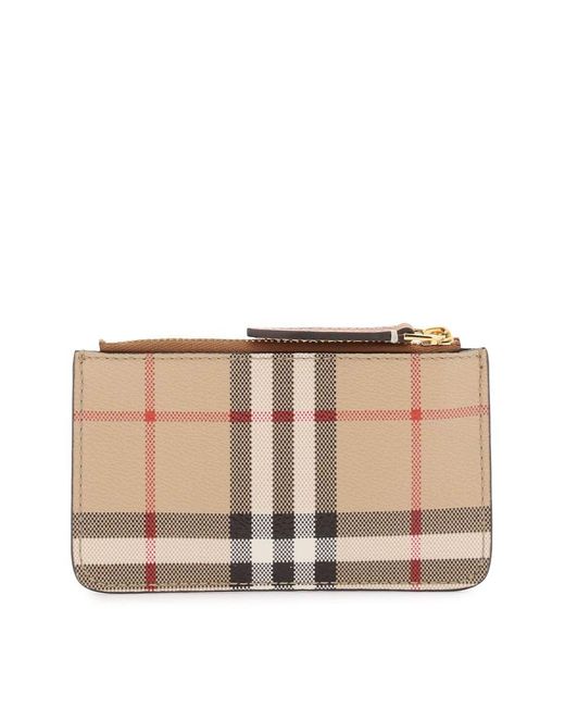 Burberry Natural Check Coin Purse With Strap