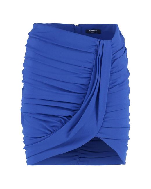 Balmain Blue Draped Skirt
