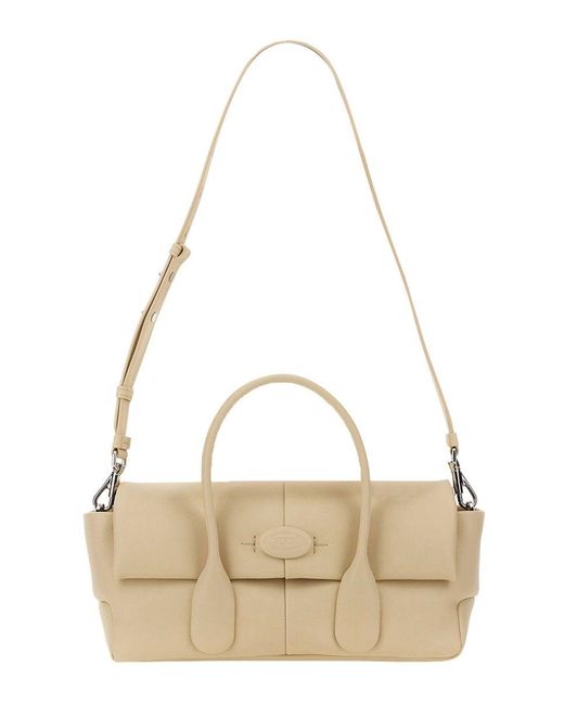 Tod's Natural Reverse Ew Flap Small "Di Bag" Bag