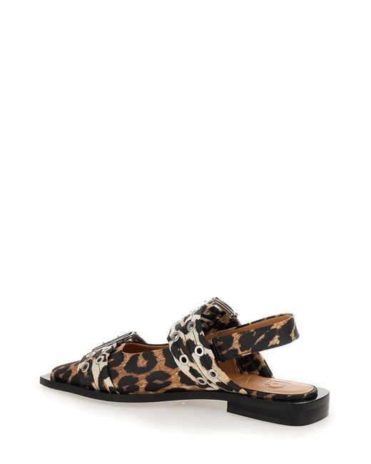 Ganni Brown Feminine Fabric Slingback Pumps