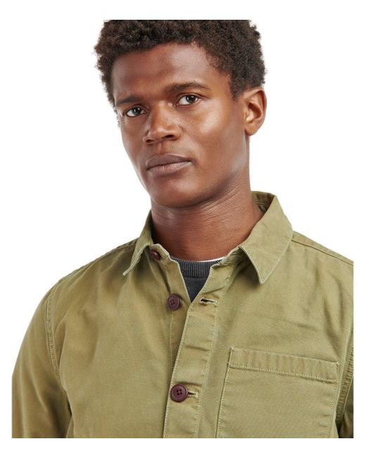 Barbour Green Washed Overshirt for men