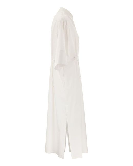 Max Mara White Eulalia - Long Cotton And Silk Chemisier Dress