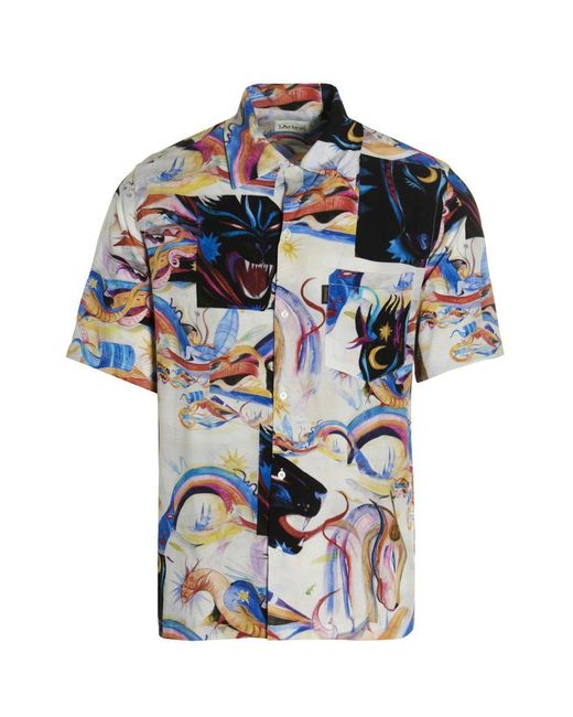 Aries Blue 'Panthera Hawaiian' Shirt for men