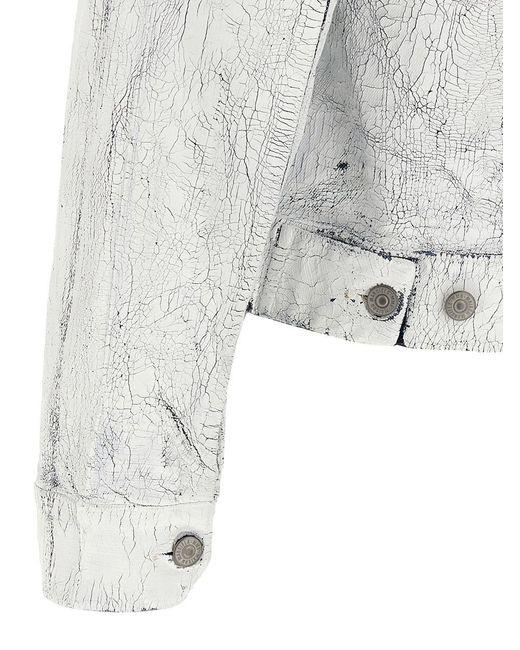 MM6 by Maison Martin Margiela White Craqulé Effect Cotton Denim Jacket for men