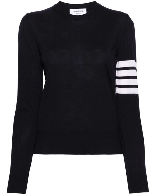 Thom Browne Black Wool 4-bar Relaxed Pullover Clothing