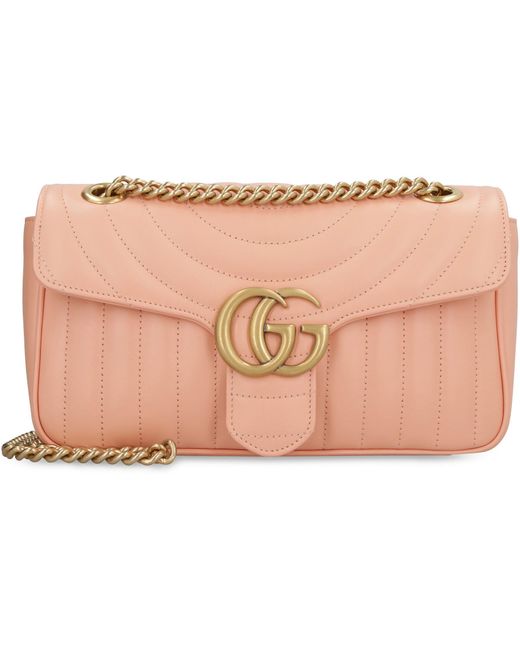 Gucci Pink GG Marmont Leather Shoulder Bag
