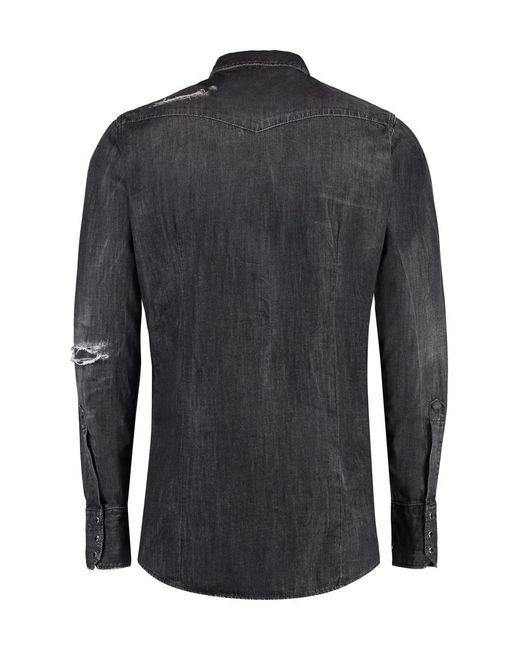 DSquared² Black Classic Western Denim Shirt for men