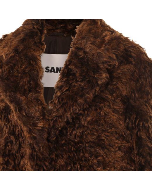 Jil Sander Brown Hazelnut Mohair And Cotton Blend Coat