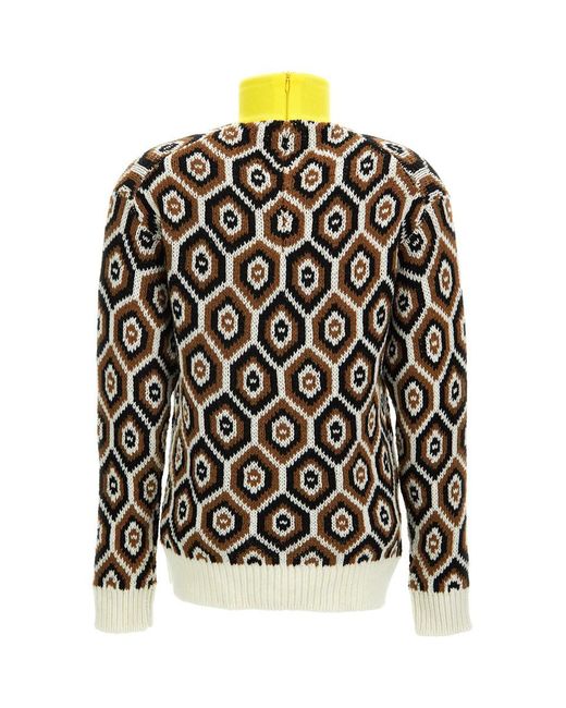 Prada Black Intarsia Wool-blend Turtleneck Sweater