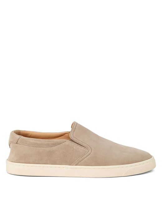 Brunello Cucinelli Natural Suede Slip On Sneakers for men